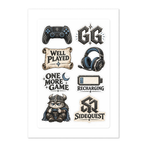 GG & Well Played Gaming Sticker Sheet glossy sticker sheet