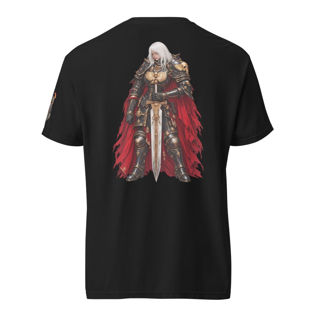 Adeptas Sororitas Heavyweight T-Shirt in Black — back view