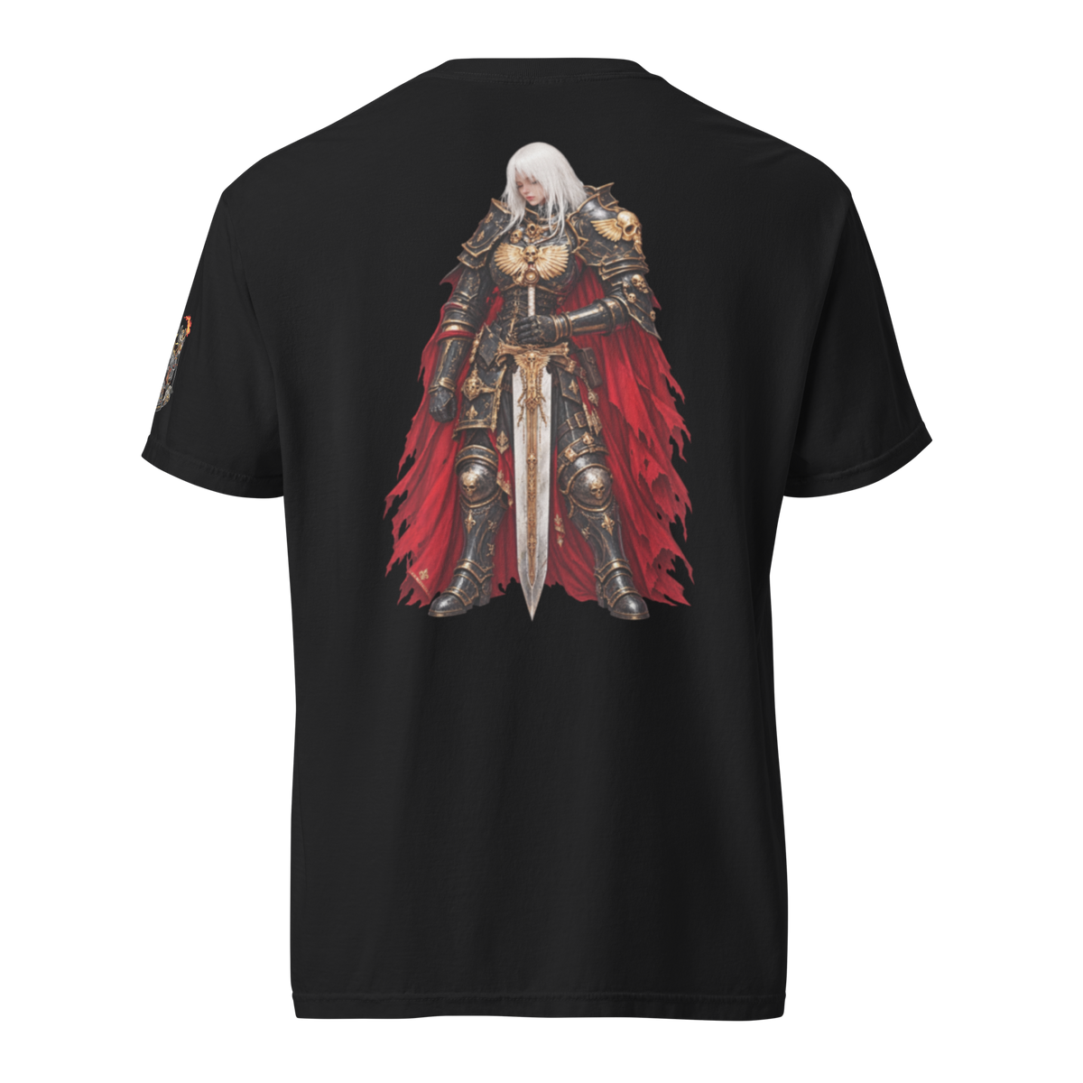 Adeptas Sororitas Heavyweight T-Shirt in Black — back view