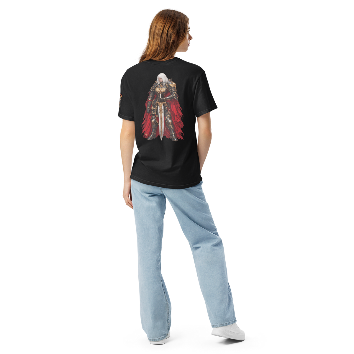 Adeptas Sororitas Heavyweight T-Shirt in Black — back view