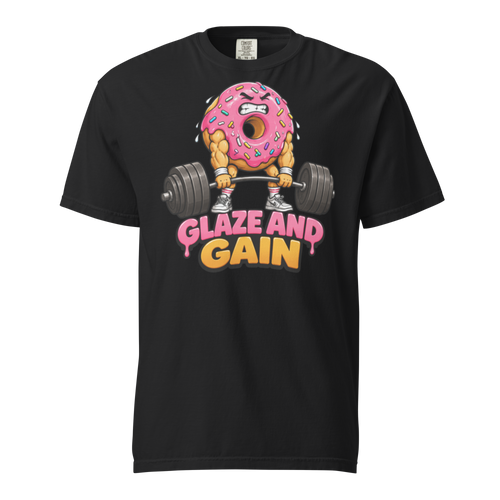 Glaze and Gain Heavyweight T-Shirt black front view