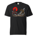 Honor Meets Firepower heavyweight graphic T-shirt in black, front view