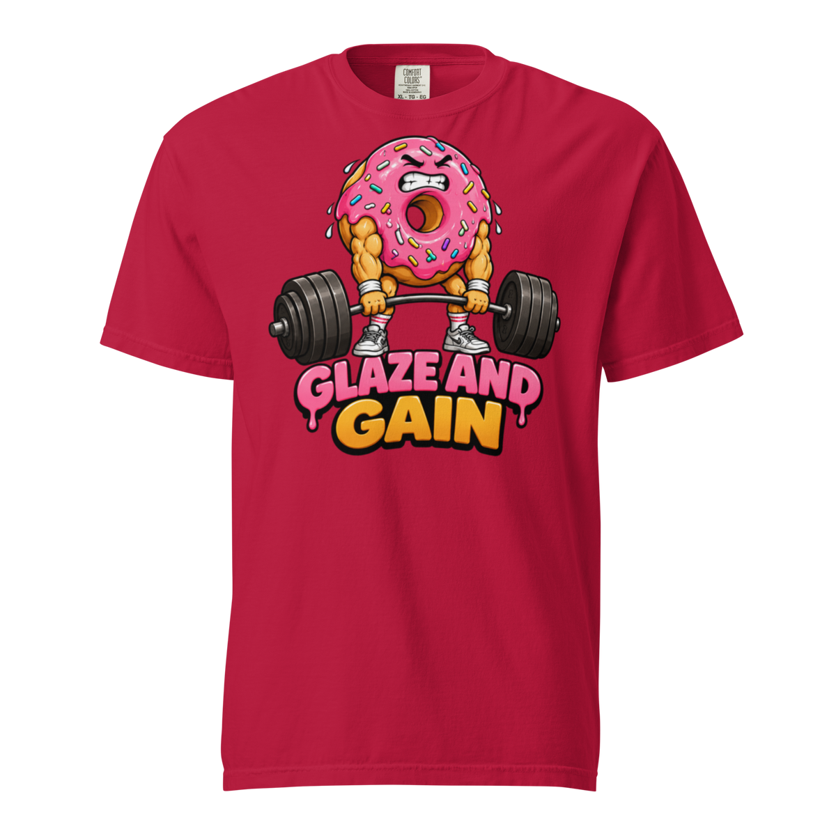 Glaze and Gain Heavyweight T-Shirt red front view