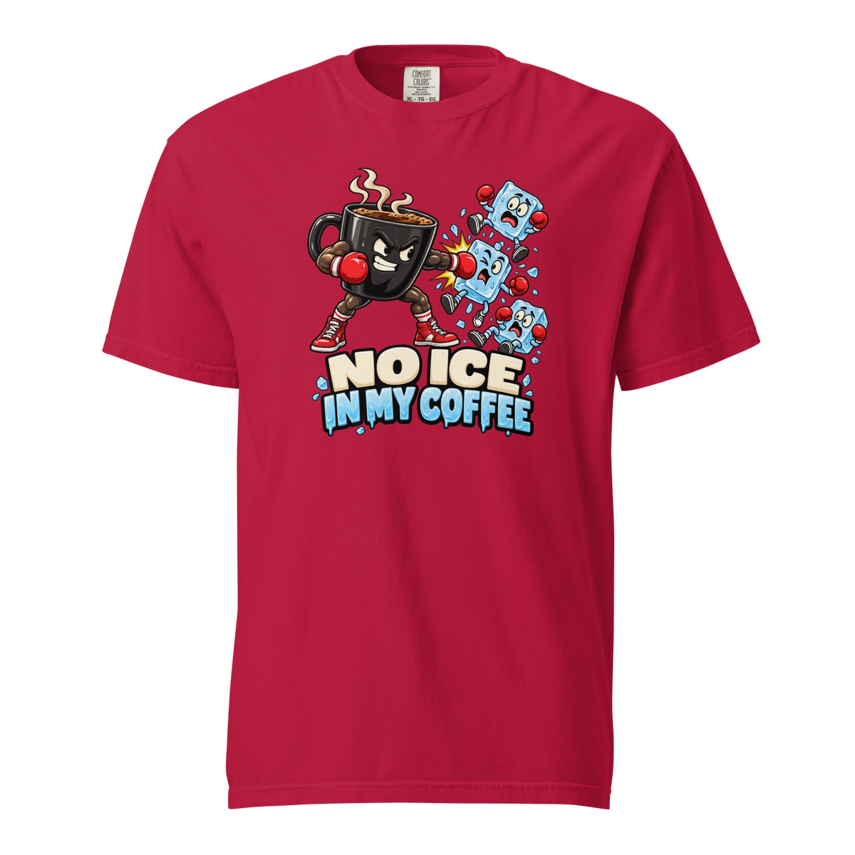 No Ice in My Coffee Heavyweight T-Shirt red front view