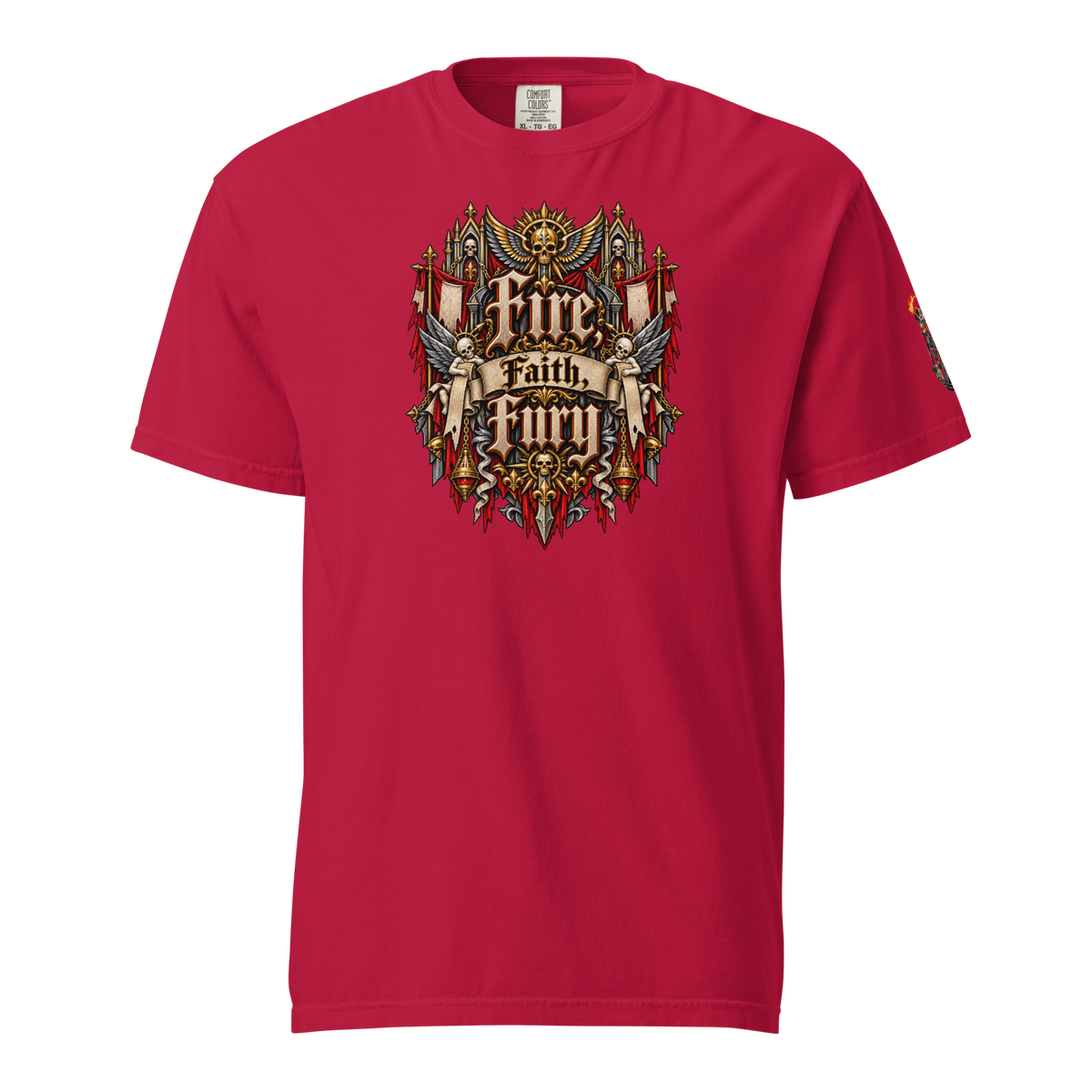 Adeptas Sororitas Heavyweight T-Shirt in Red — front view