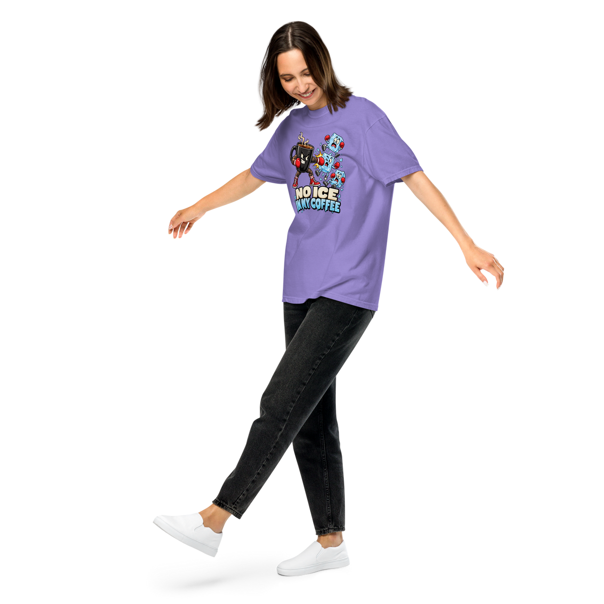 No Ice in My Coffee Heavyweight T-Shirt violet front view