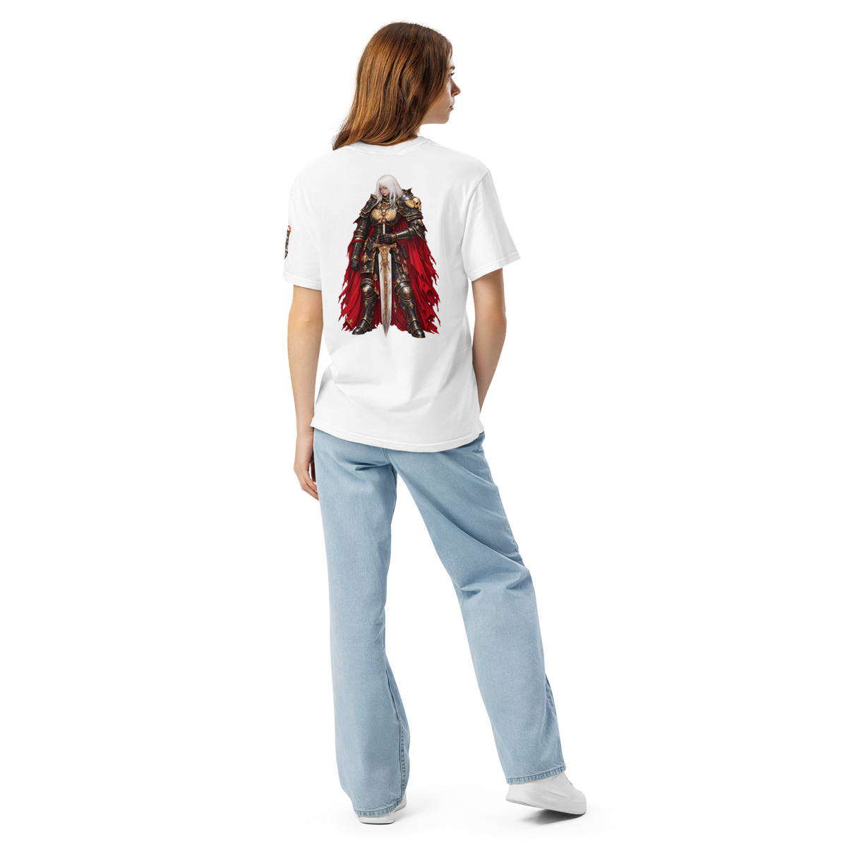 Adeptas Sororitas Heavyweight T-Shirt in White — back view