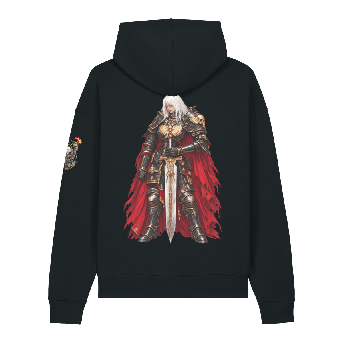 Adeptas Sororitas Relaxed Hoodie in Black — back view