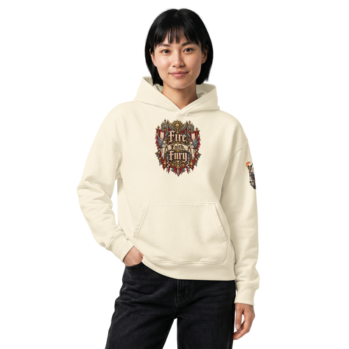 Adeptas Sororitas Relaxed Hoodie in Cream — front view